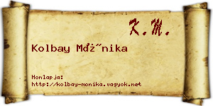 Kolbay Mónika névjegykártya